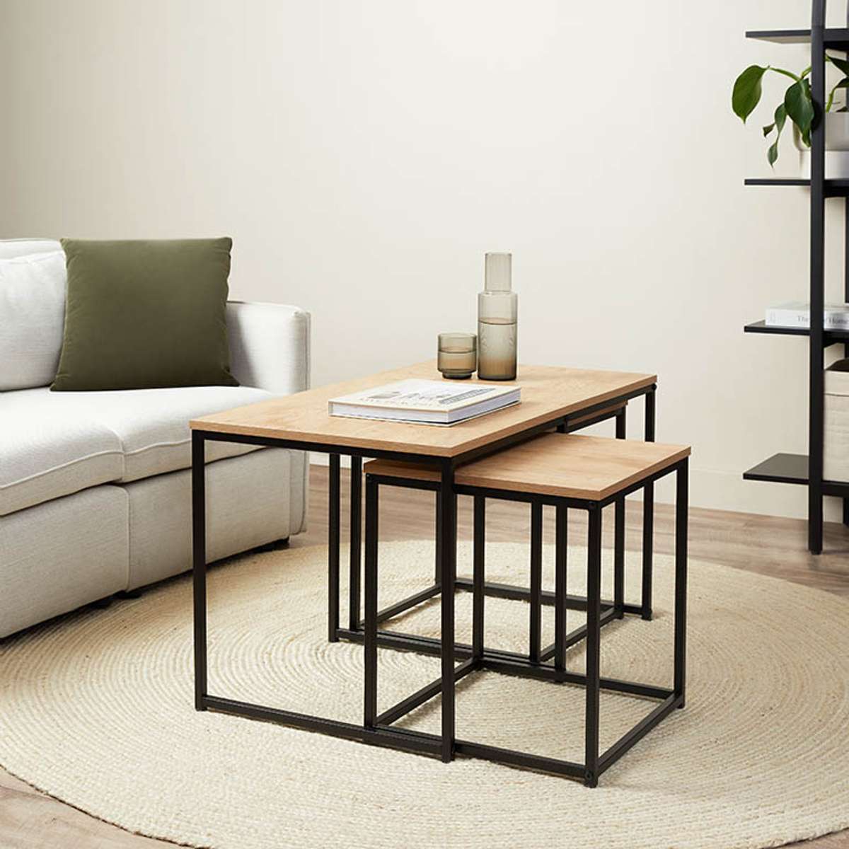 Reese Coffee and Side Table Set - Natural/Black - Mocka New Zealand