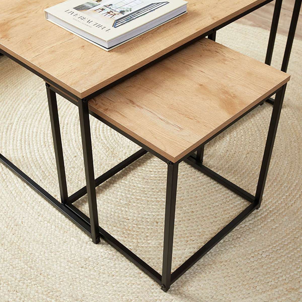 Reese Coffee and Side Table Set - Natural/Black - Mocka New Zealand