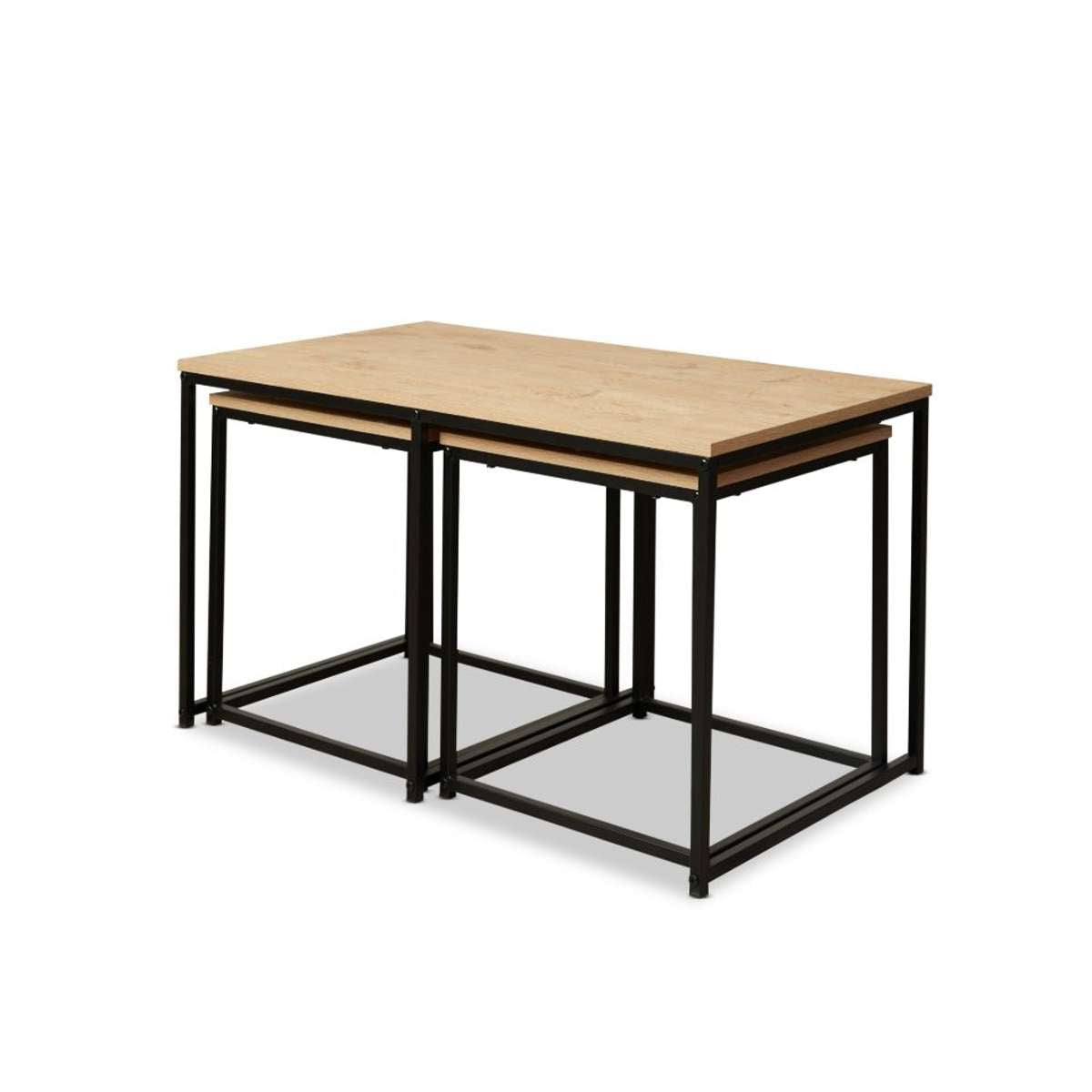 Reese Coffee and Side Table Set - Natural/Black - Mocka New Zealand