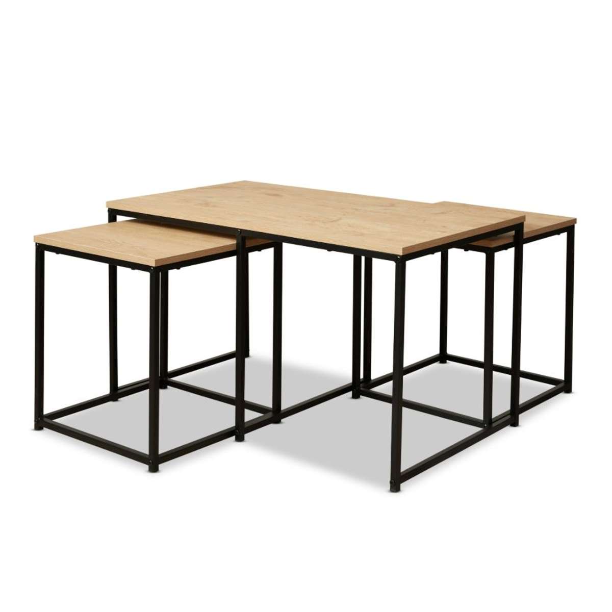 Reese Coffee and Side Table Set - Natural/Black - Mocka New Zealand