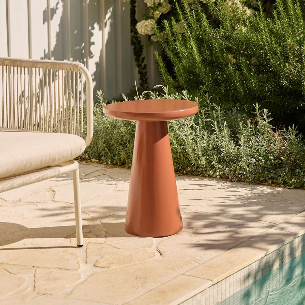 Leandro Outdoor Side Table - Clay Gloss - Mocka New Zealand