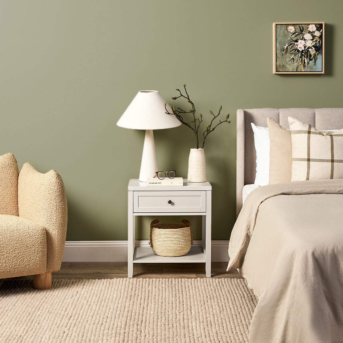 Cove Bedside Table - Beige - Mocka New Zealand