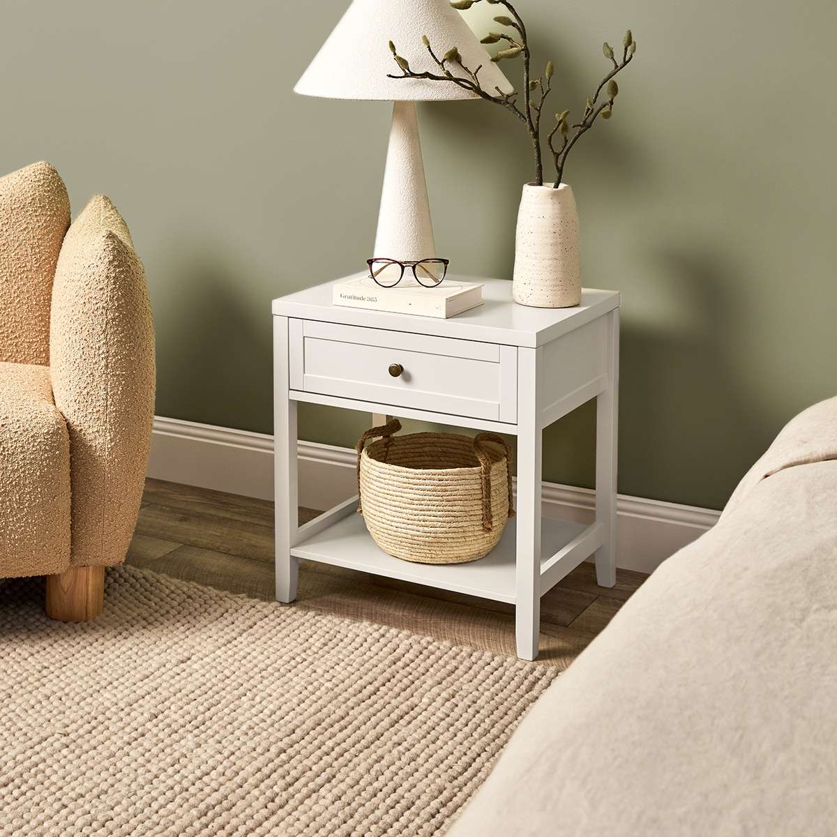 Cove Bedside Table - Beige - Mocka New Zealand