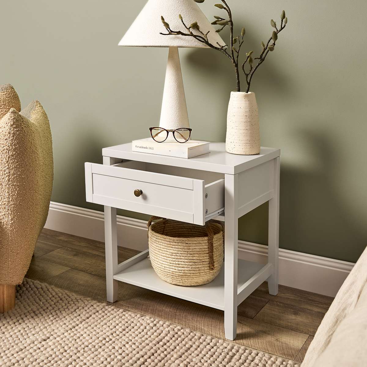 Cove Bedside Table - Beige - Mocka New Zealand