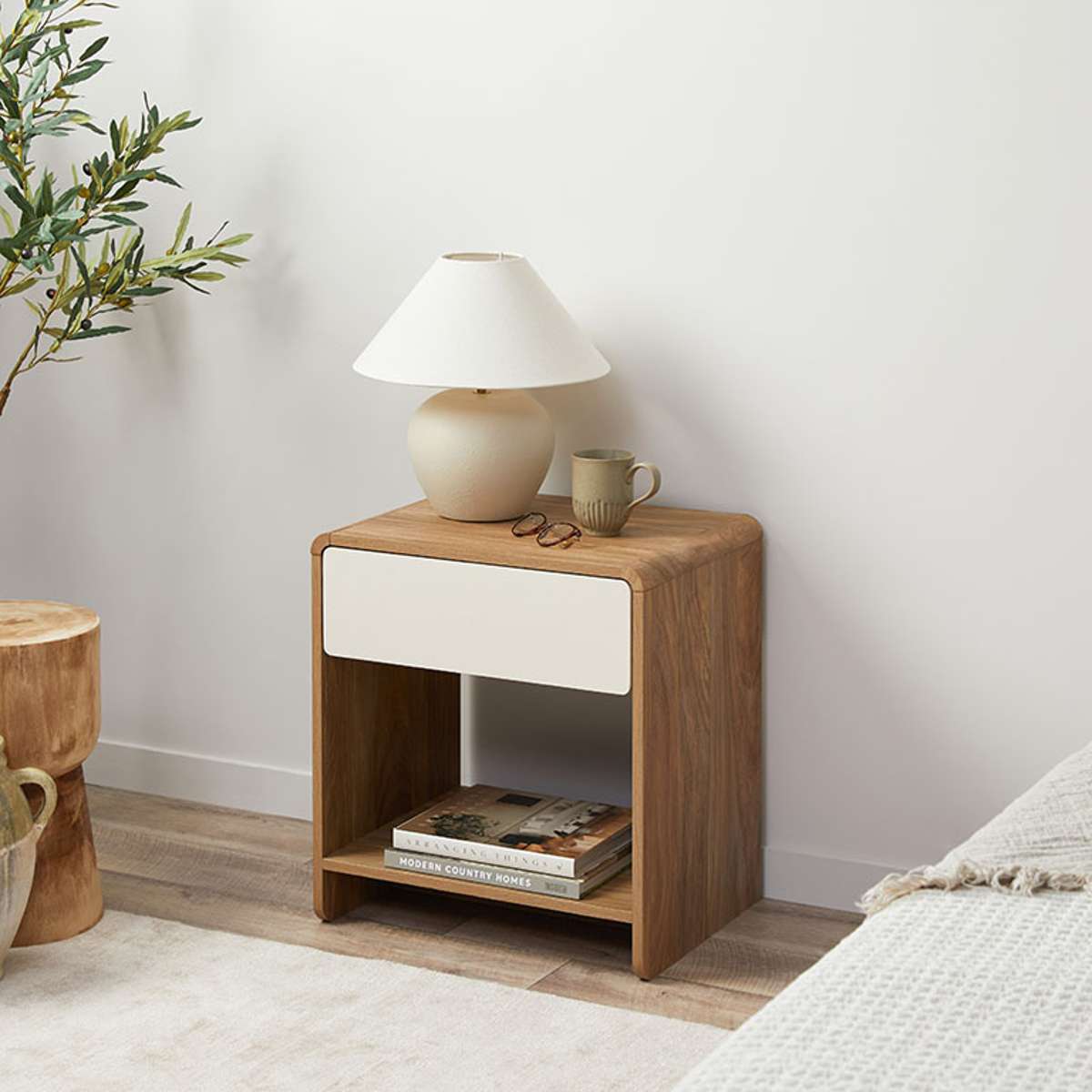 Owen Bedside Table - Pecan/Beige - Mocka New Zealand