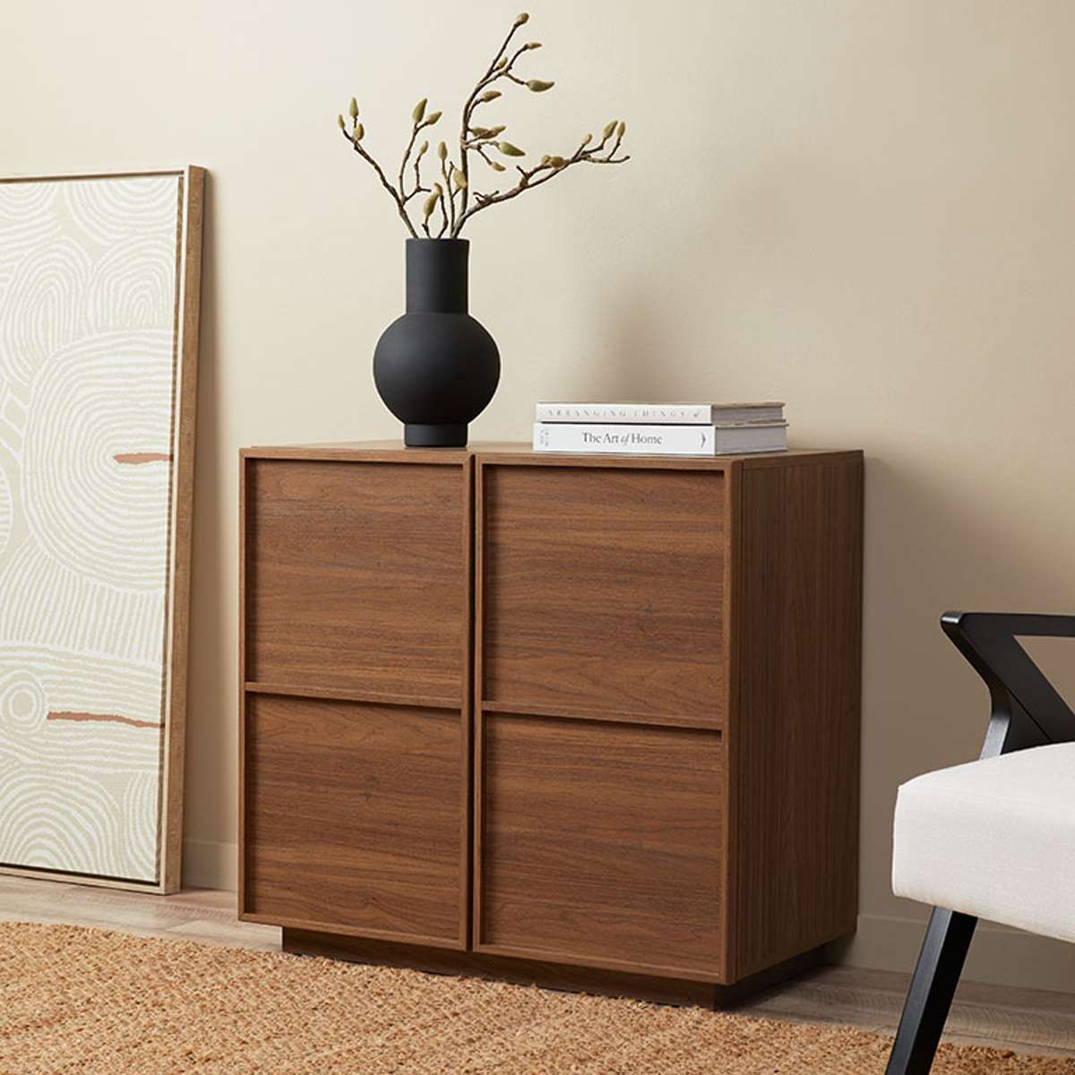 Walnut Osaka Two Door Cabinet - Durable & Chic | Mocka