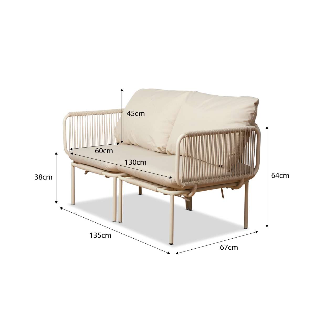 Sorrento Outdoor Two Seater Sofa - Beige
