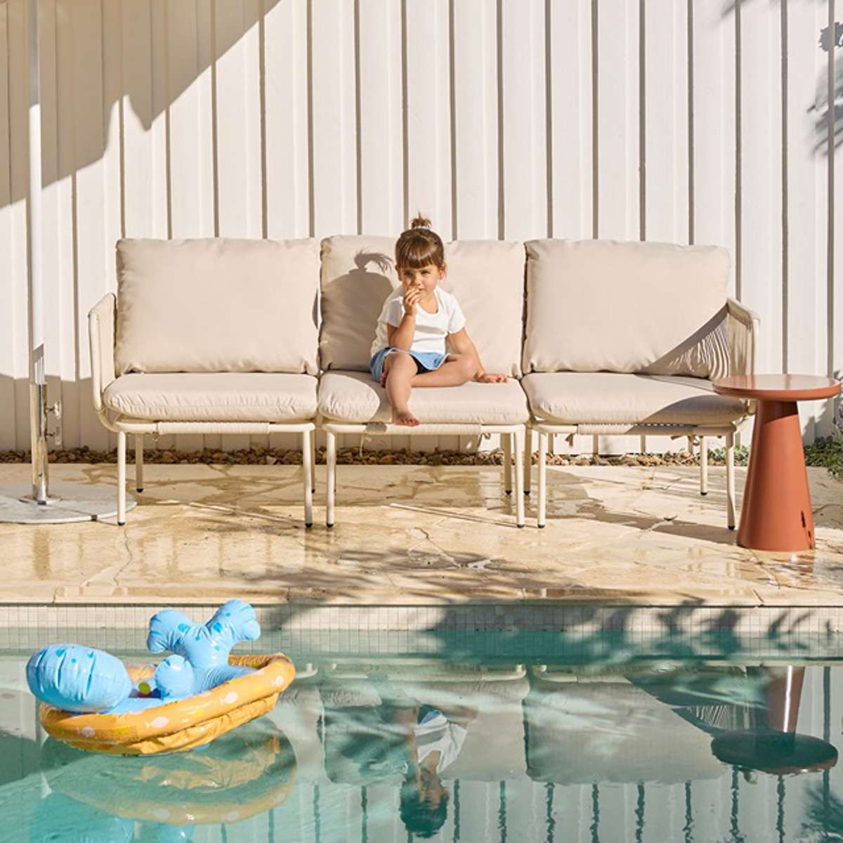 Sorrento Outdoor Three Seater Sofa - Beige - Mocka New Zealand