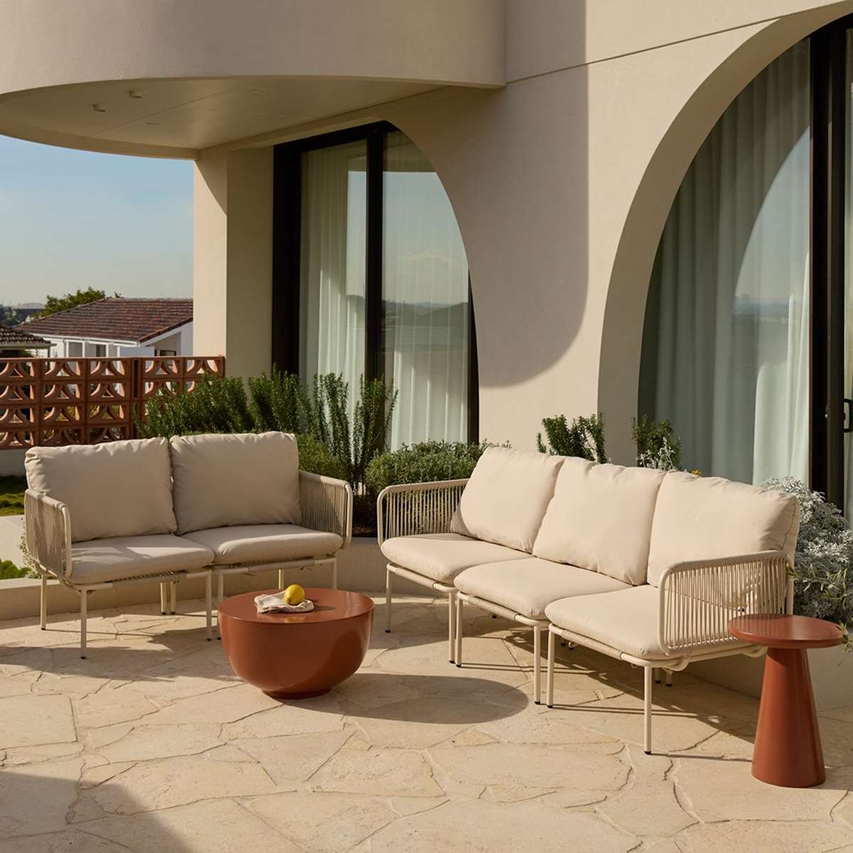 Sorrento Outdoor Three Seater Sofa - Beige - Mocka New Zealand