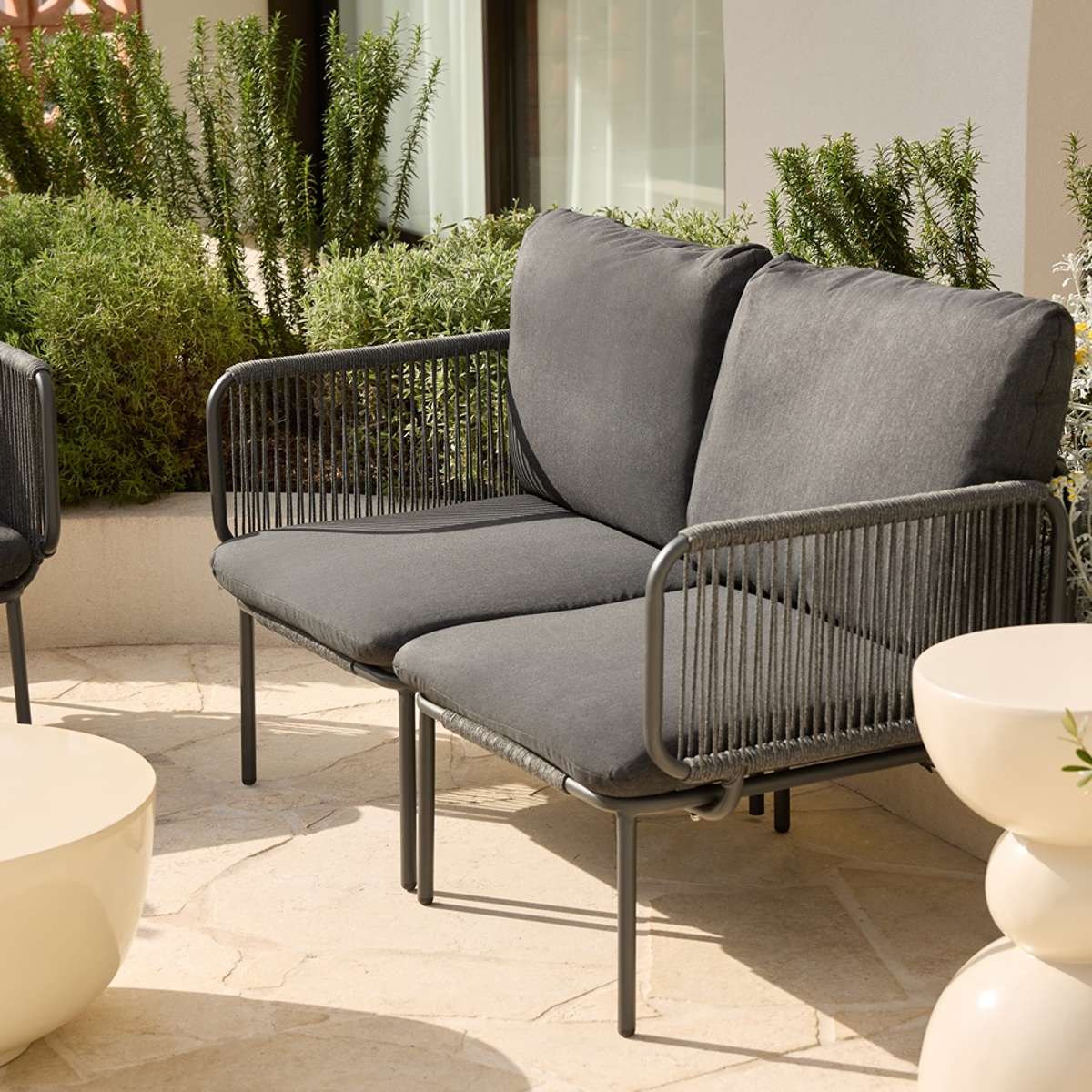 Sorrento Outdoor Two Seater Sofa - Charcoal Set of Two Bundle - Mocka New Zealand