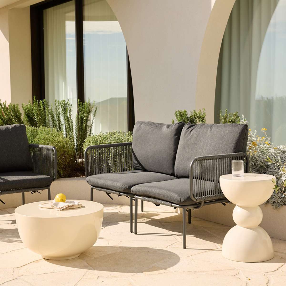 Emilio Outdoor Side Table - Beige Gloss - Mocka New Zealand