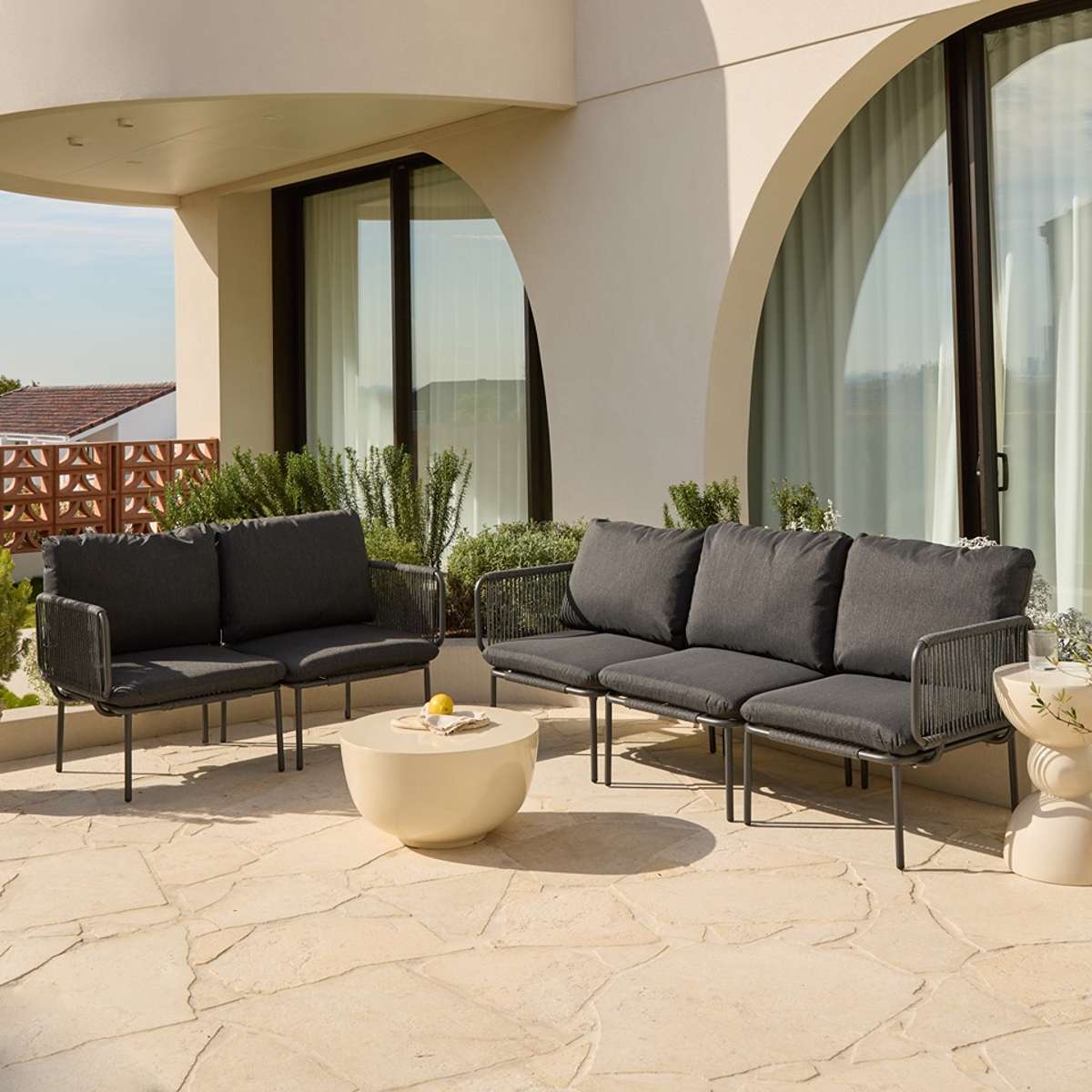 Sorrento Outdoor Three Seater Sofa - Charcoal - Mocka New Zealand