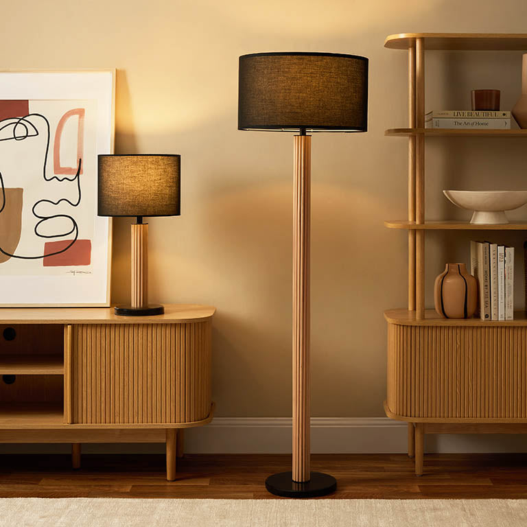 Eve Black Marble Two Piece Lamp Set - Mocka