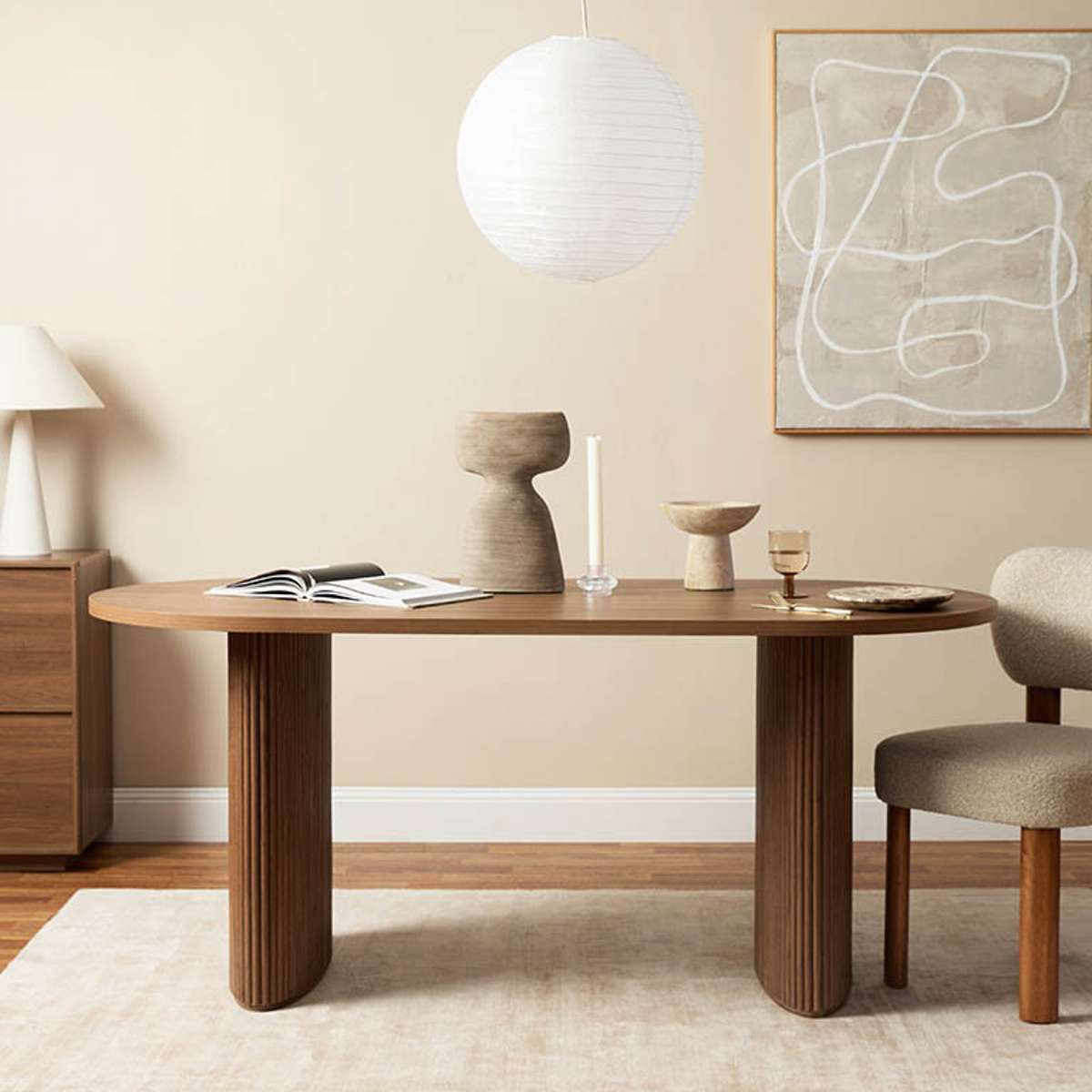 Amara Six Seater Dining Table - Walnut - Mocka New Zealand