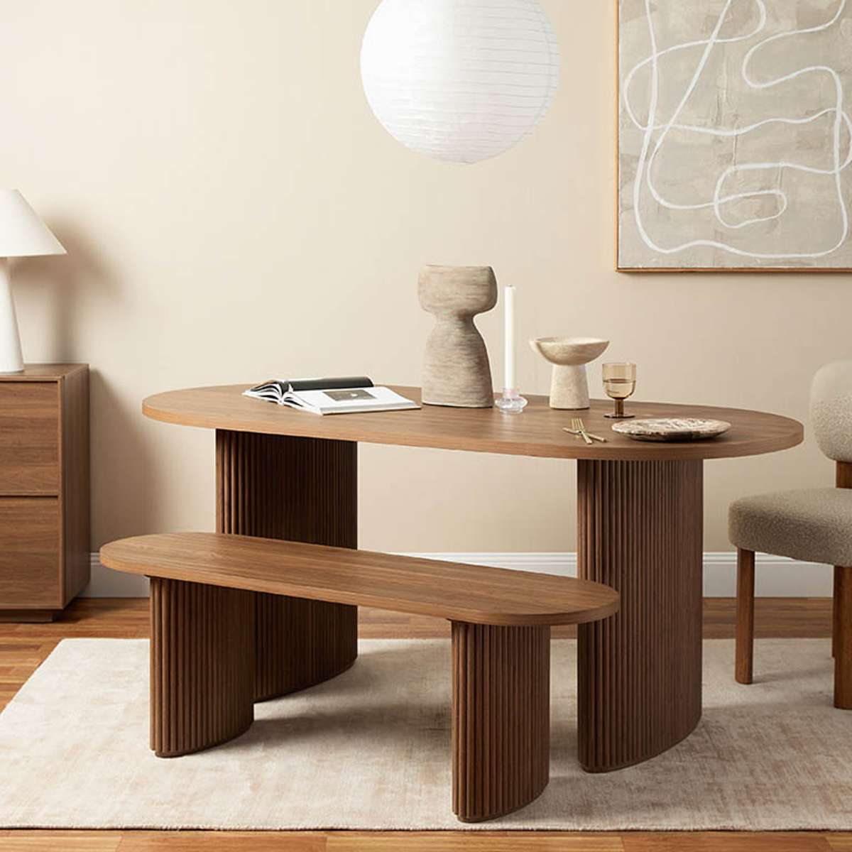 Amara Six Seater Dining Table - Walnut - Mocka New Zealand