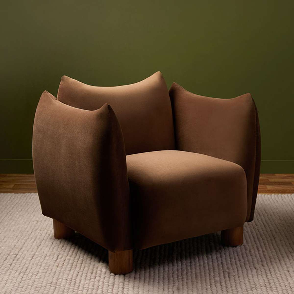Monte Velvet Occasional Chair - Chocolate - Mocka New Zealand