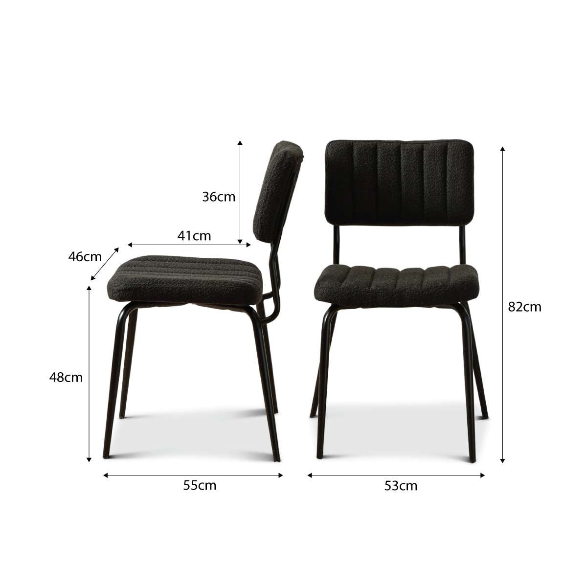 Louie Dining Chair - Set of Two - Black Boucle - Mocka New Zealand