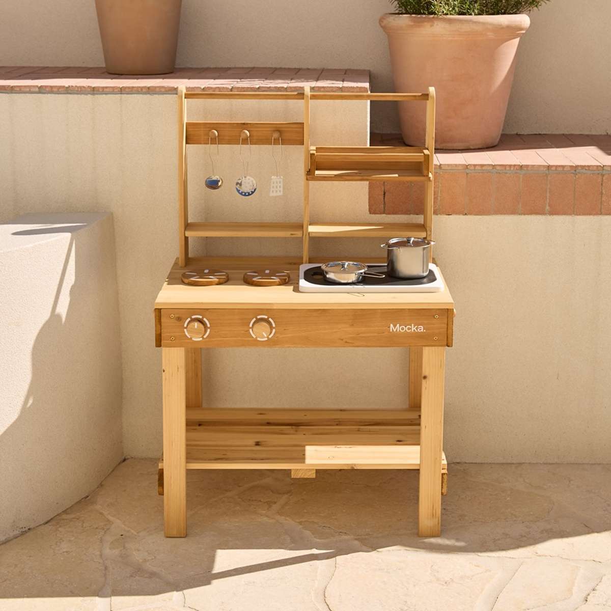 The Sensory Play Bundle - Messy Mud Kitchen and Basket Shopping Trolley - Mocka New Zealand