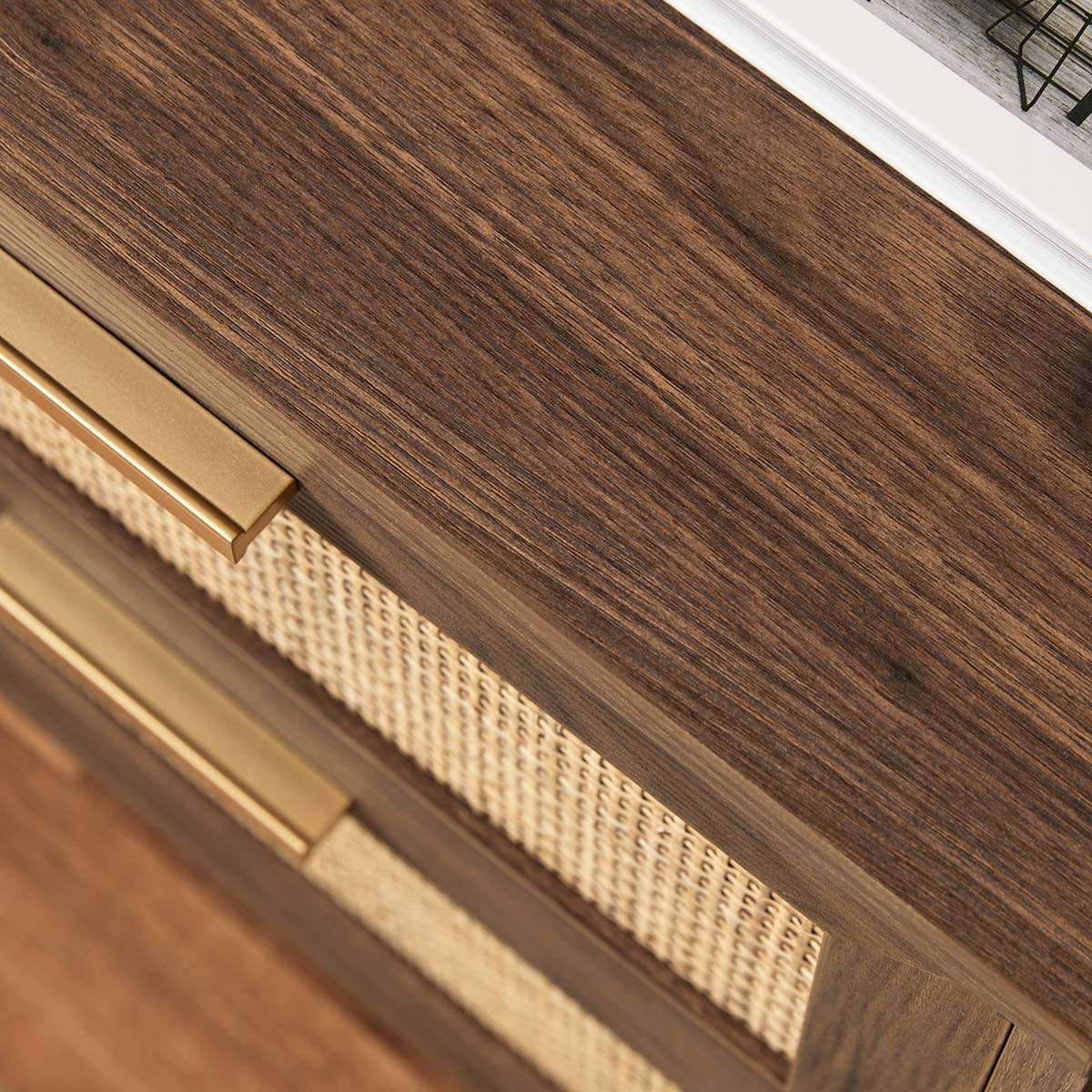 Noosa Rattan Bedside Table - Walnut - Mocka New Zealand