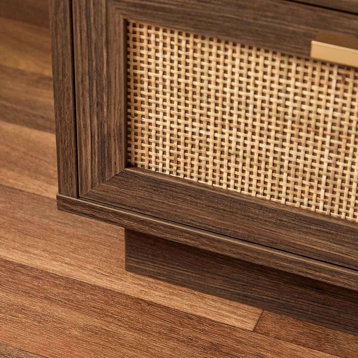 Noosa Rattan Bedside Table - Walnut - Mocka New Zealand