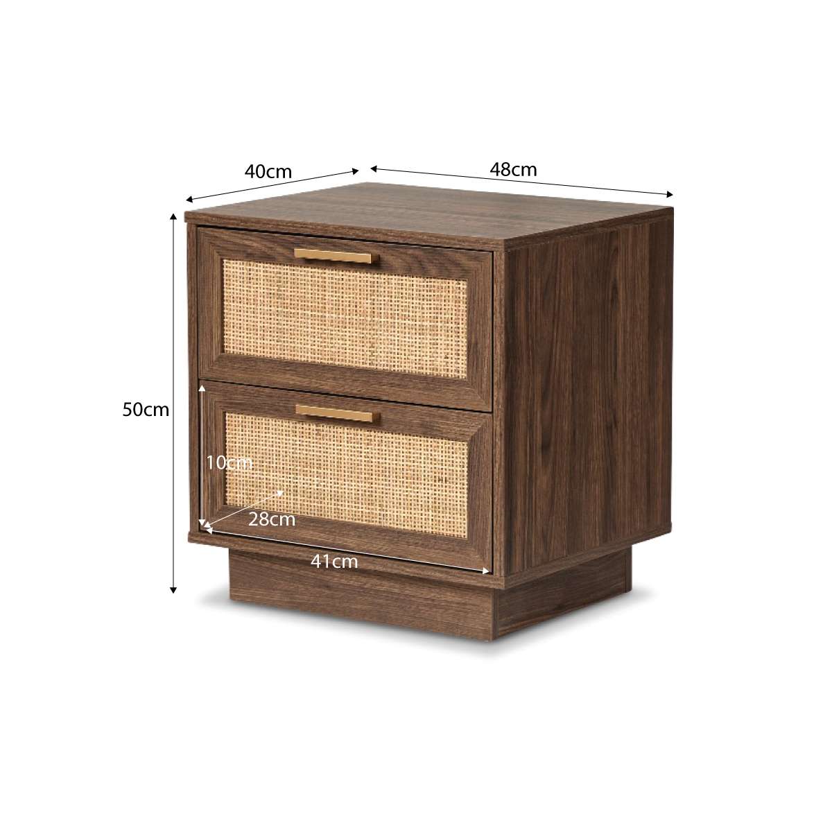 Noosa Rattan Bedside Table - Walnut - Mocka New Zealand