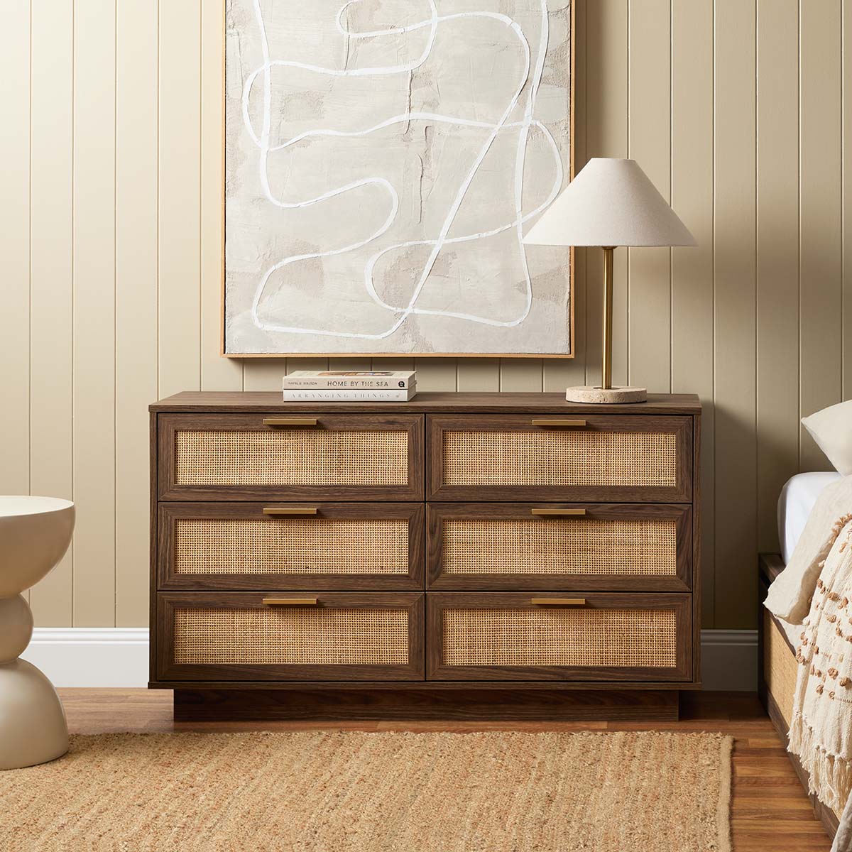 Noosa Rattan Six Drawer - Walnut - Mocka New Zealand