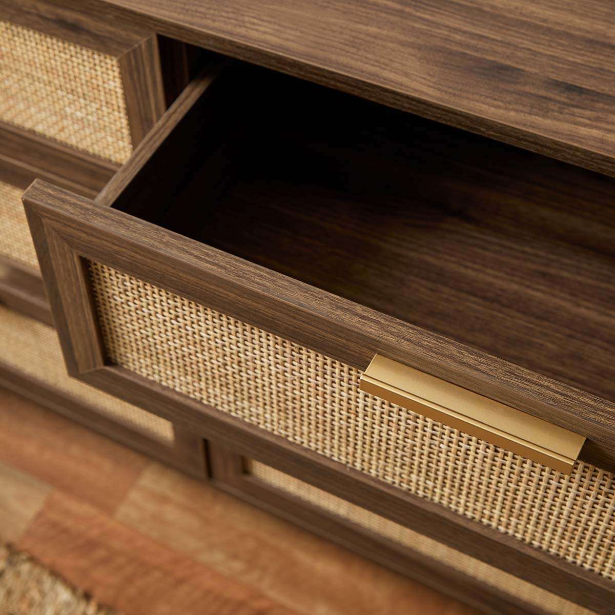 Noosa Rattan Six Drawer - Walnut - Mocka New Zealand