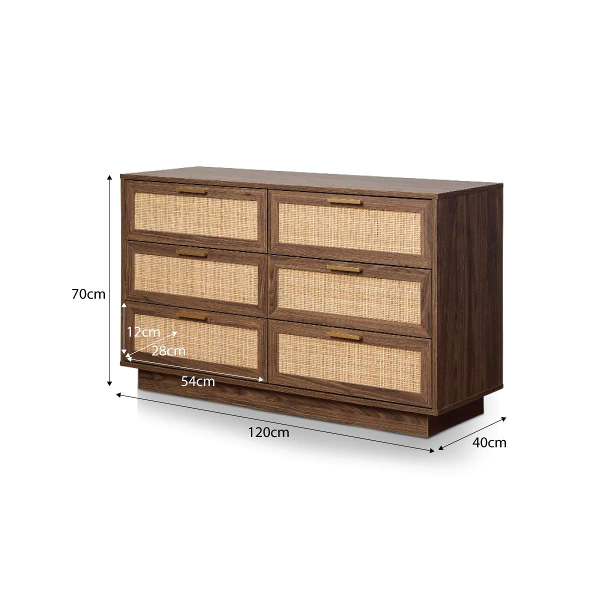Noosa Rattan Six Drawer - Walnut - Mocka New Zealand
