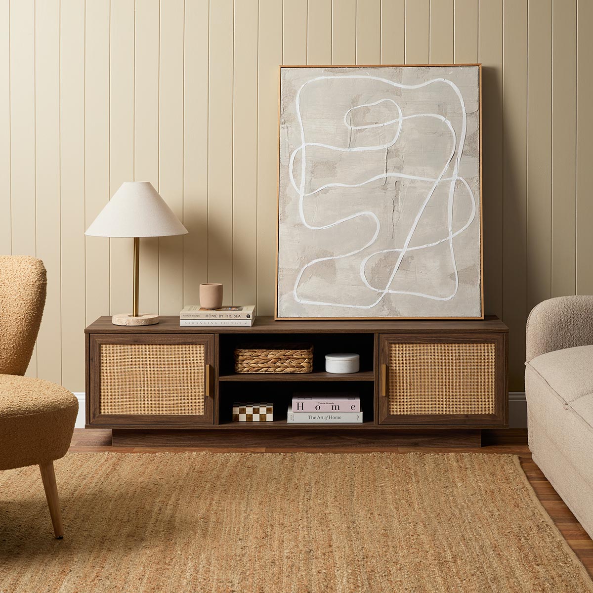 Noosa Rattan Entertainment Unit - Walnut - Mocka New Zealand