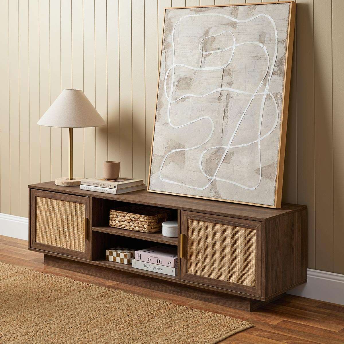 Noosa Rattan Entertainment Unit - Walnut - Mocka New Zealand