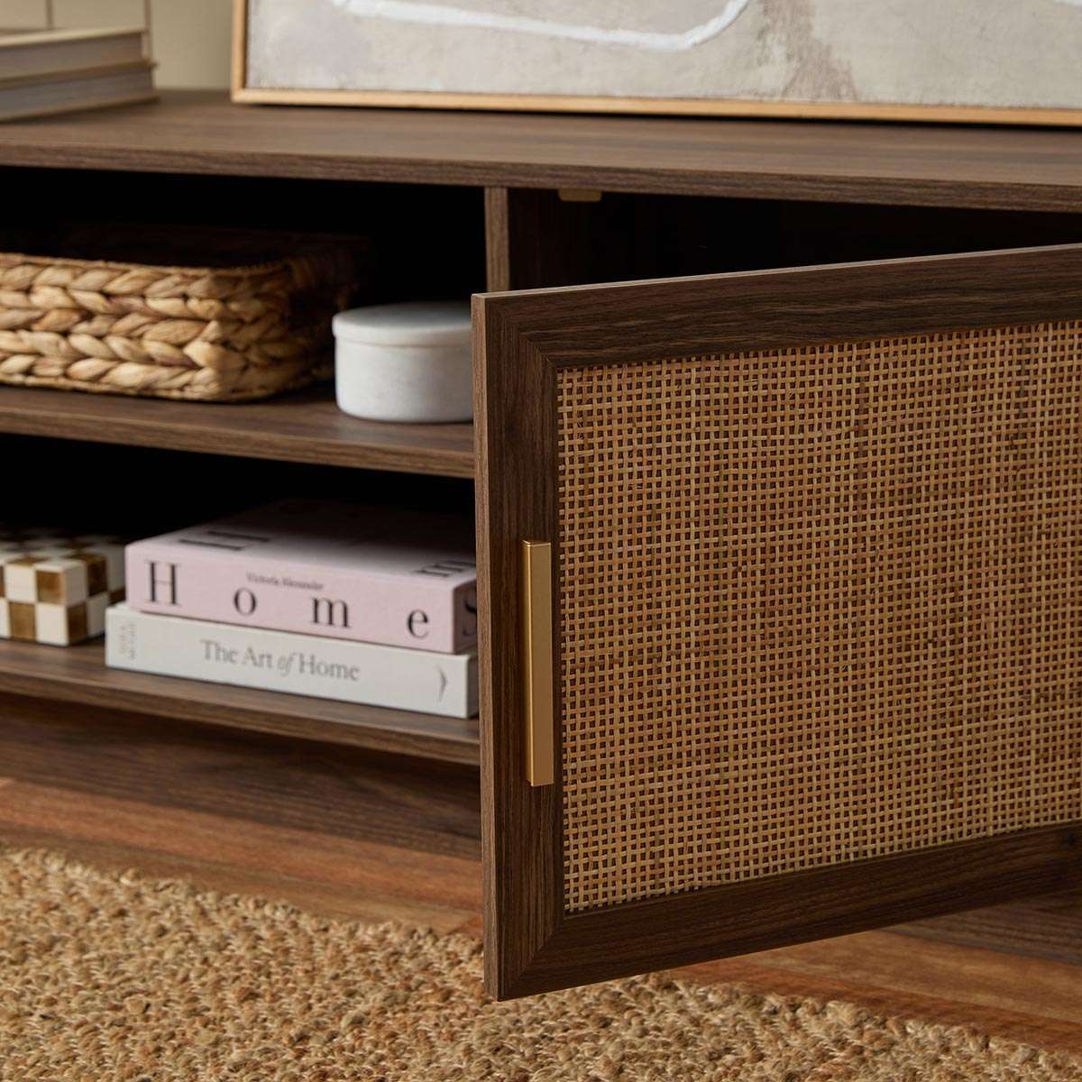 Noosa Rattan Entertainment Unit - Walnut - Mocka New Zealand