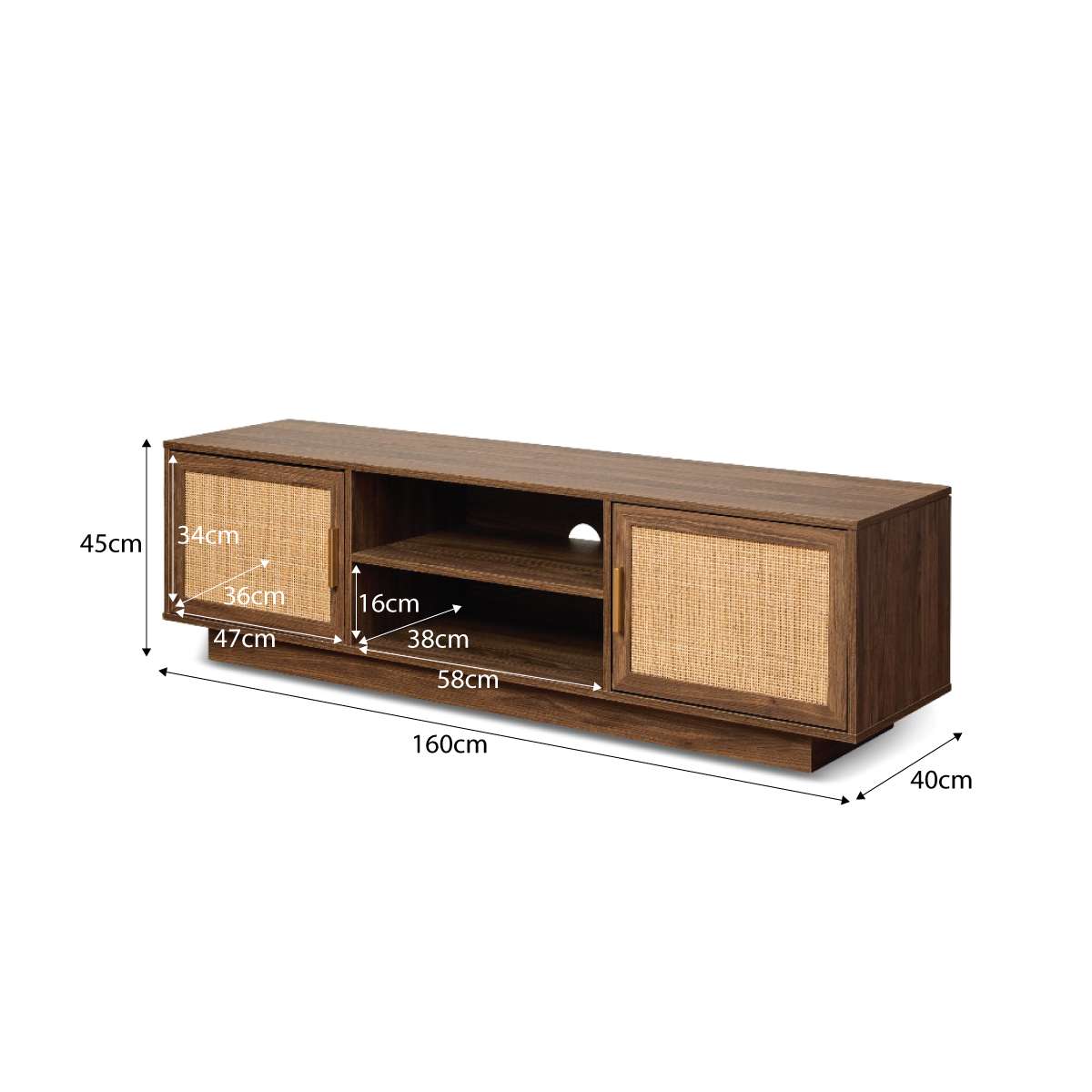 Noosa Rattan Entertainment Unit - Walnut - Mocka New Zealand