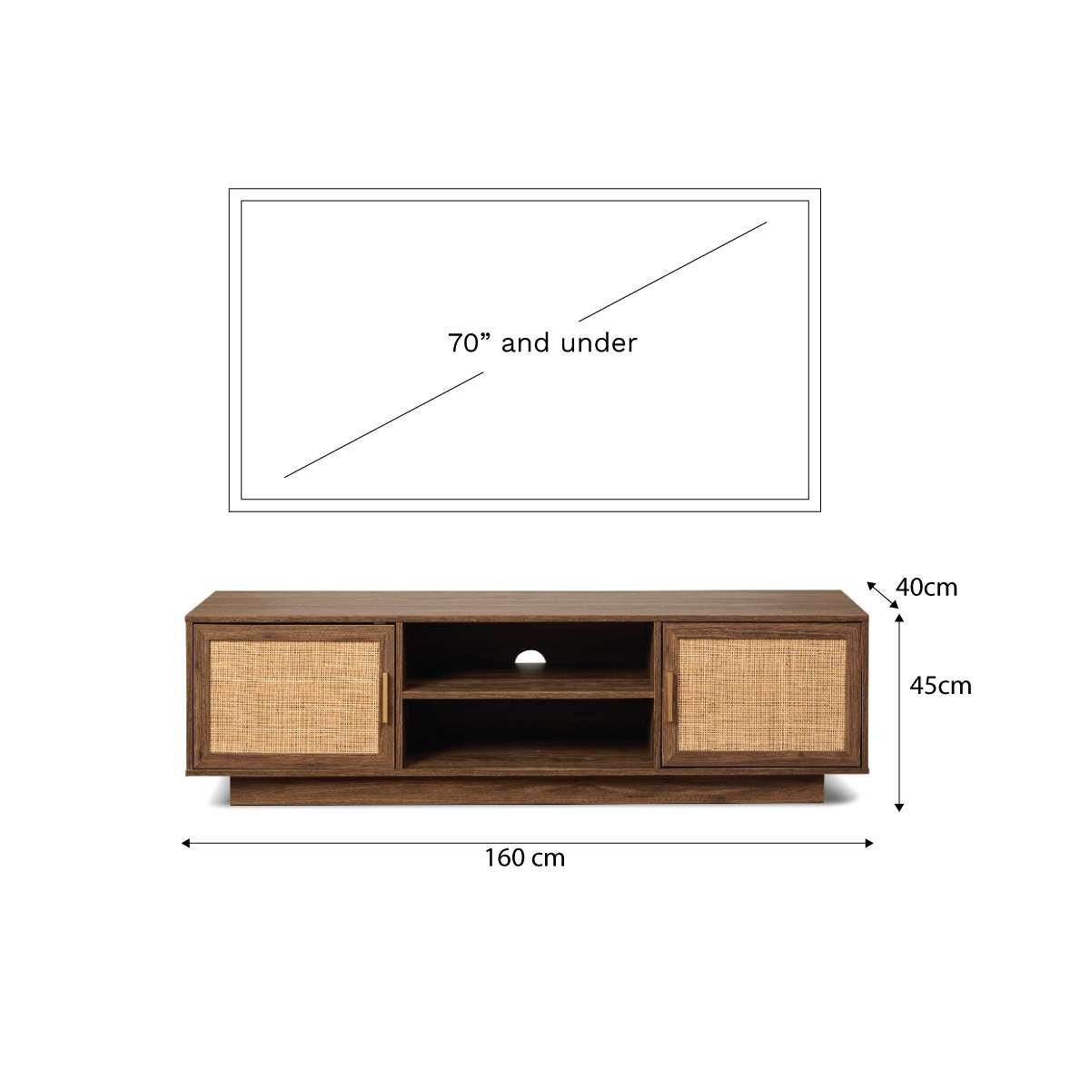 Noosa Rattan Entertainment Unit - Walnut - Mocka New Zealand