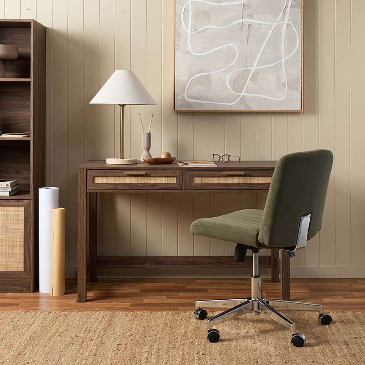 Noosa Rattan Desk - Walnut - Mocka New Zealand