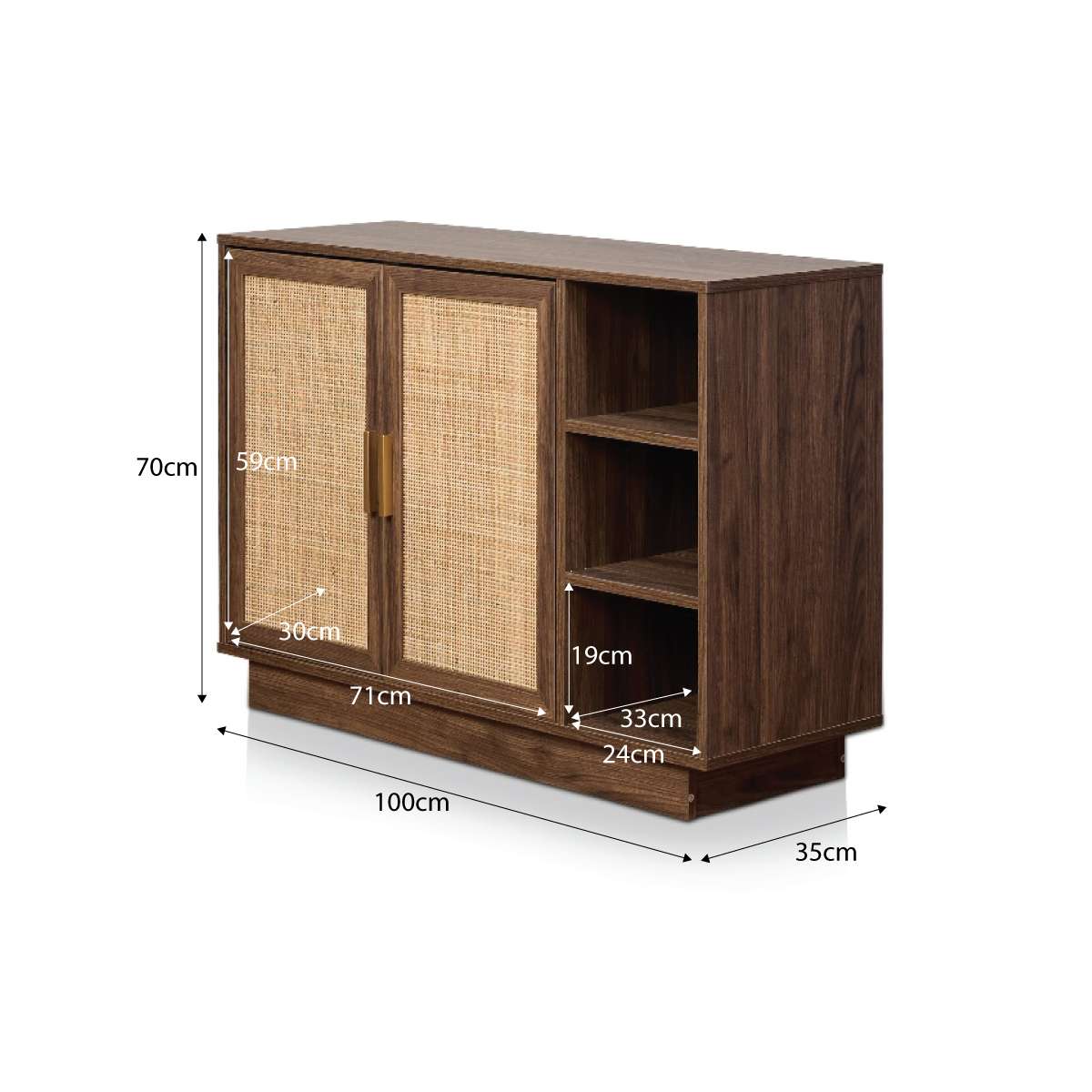 Noosa Rattan Shoe Cabinet - Walnut - Mocka New Zealand