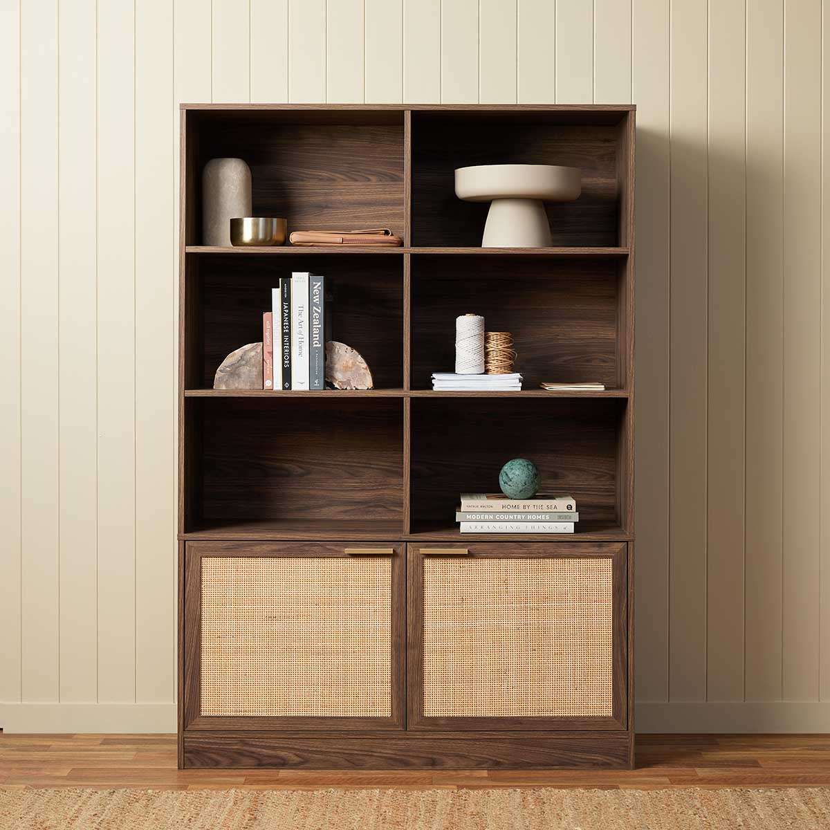 Noosa Rattan Bookcase - Mid-Century Style | Mocka