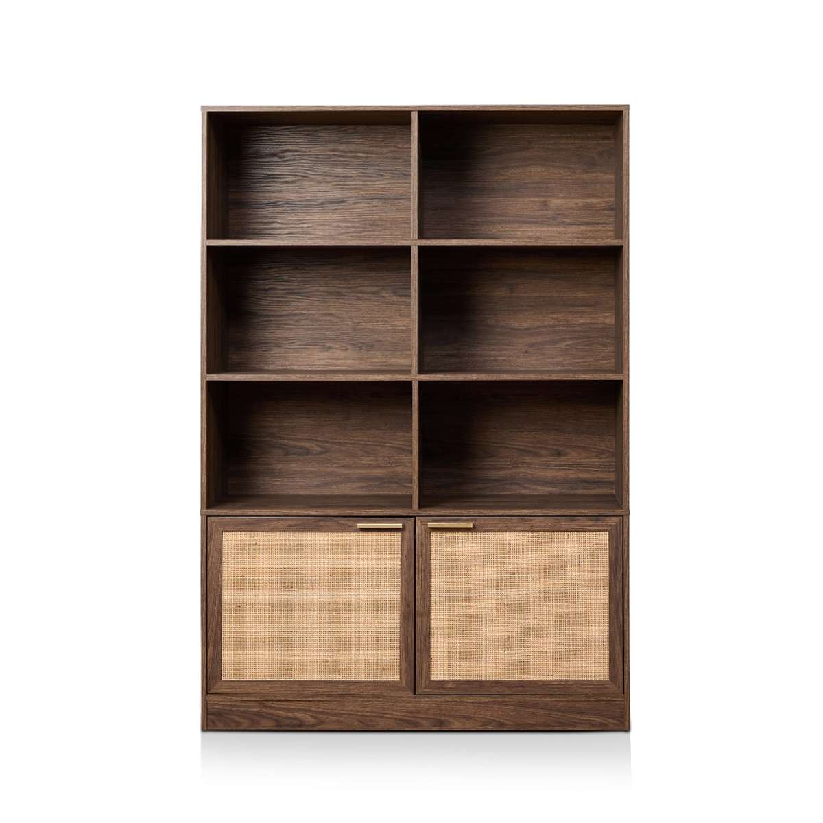 Noosa Rattan Large Bookcase - Walnut - Mocka New Zealand