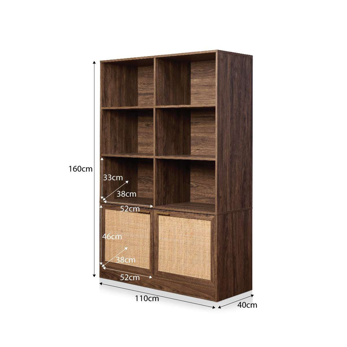 Noosa Rattan Large Bookcase - Walnut - Mocka New Zealand