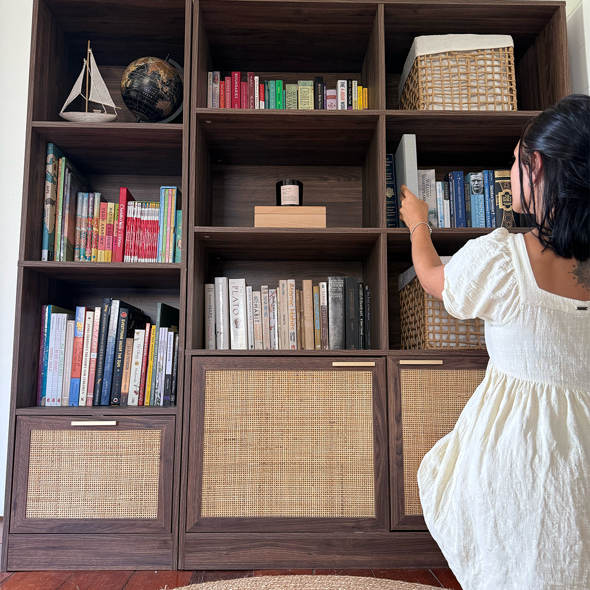 Noosa Rattan Bookcase - Mid-Century Style | Mocka