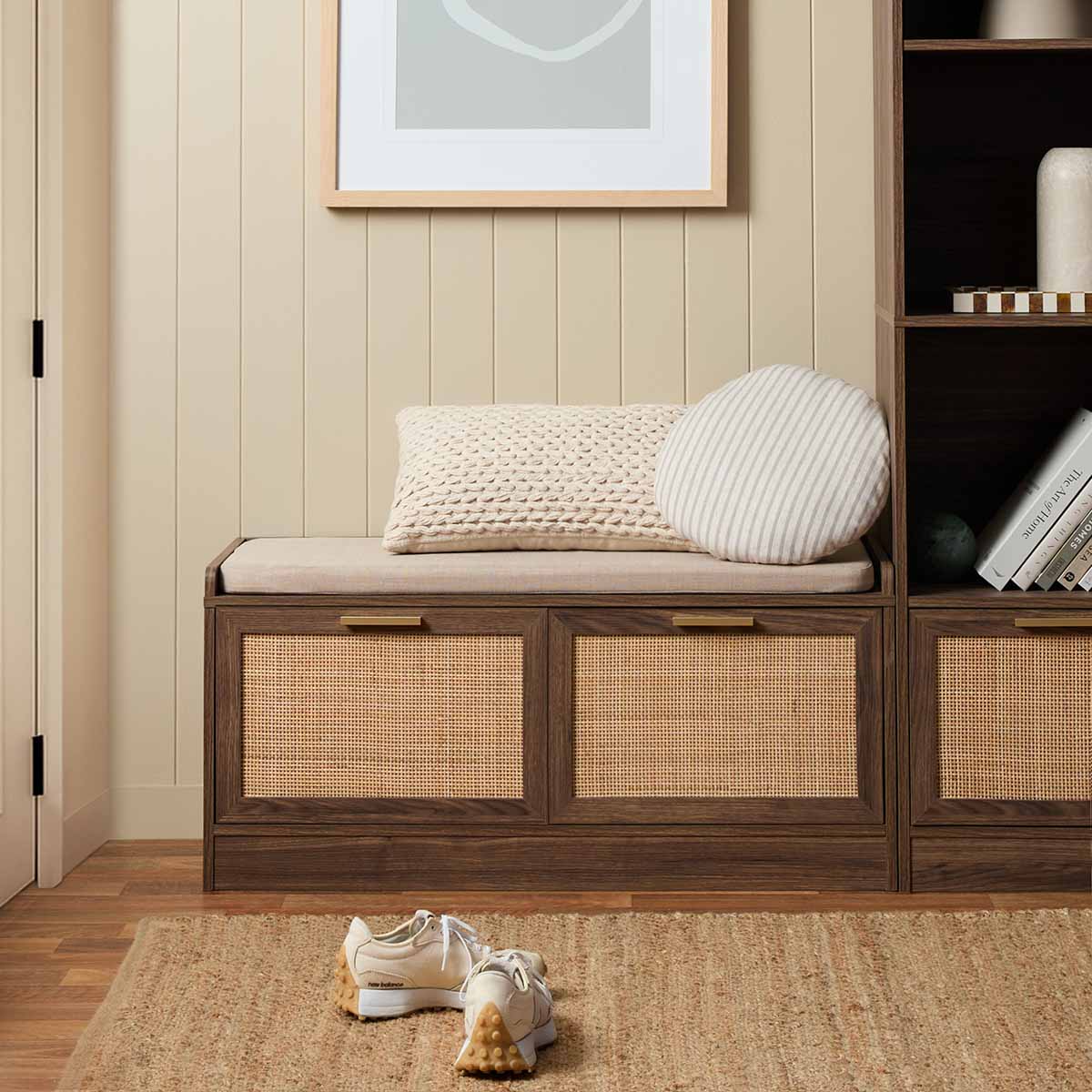 Noosa Rattan Storage Bench Seat - Walnut - Mocka New Zealand