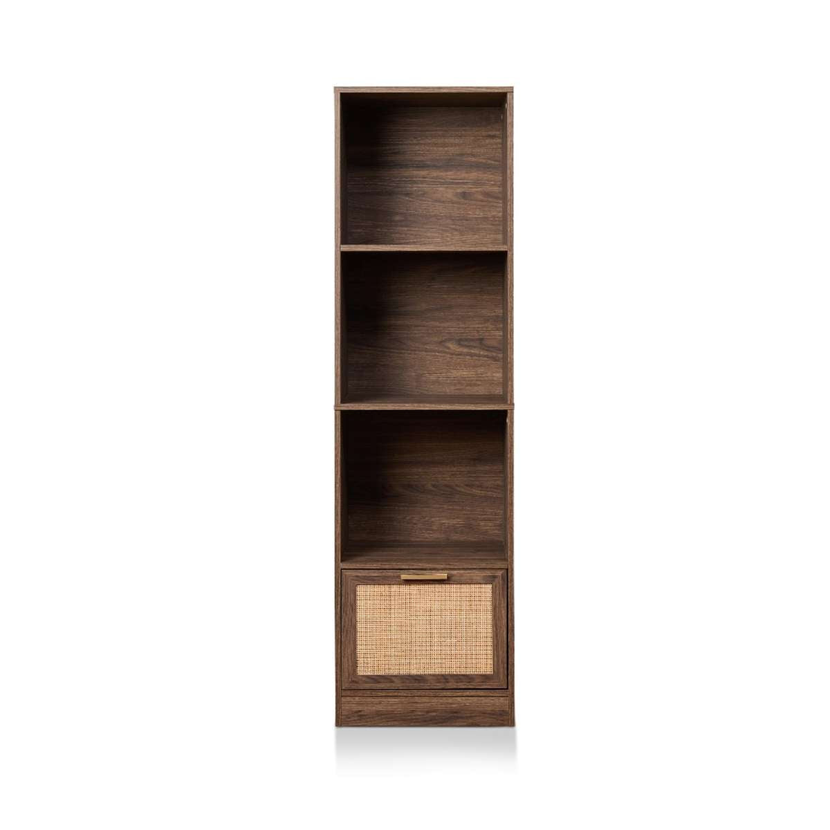 Noosa Rattan Slim Bookcase – Walnut by Mocka