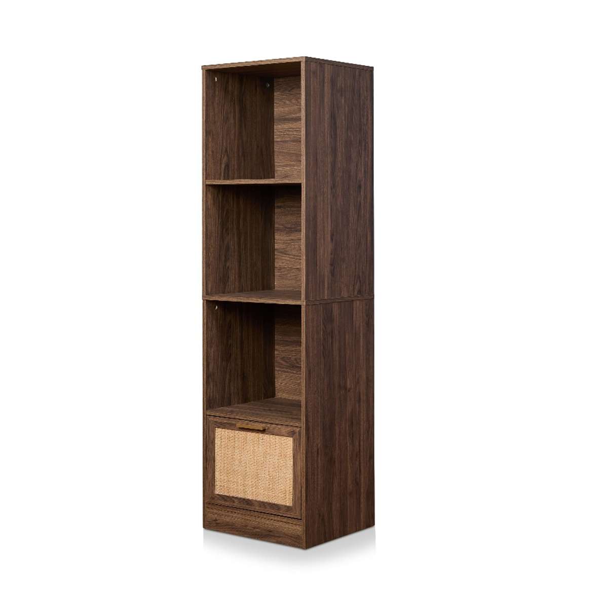Noosa Rattan Slim Bookcase – Walnut by Mocka