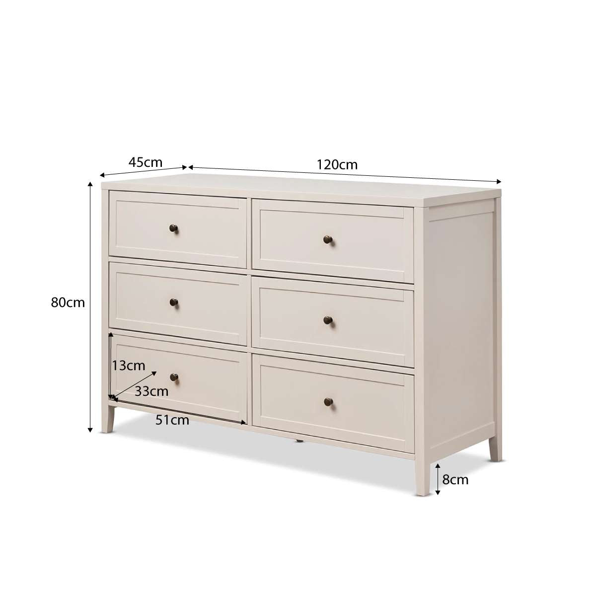 Cove Six Drawer - Beige - Mocka New Zealand