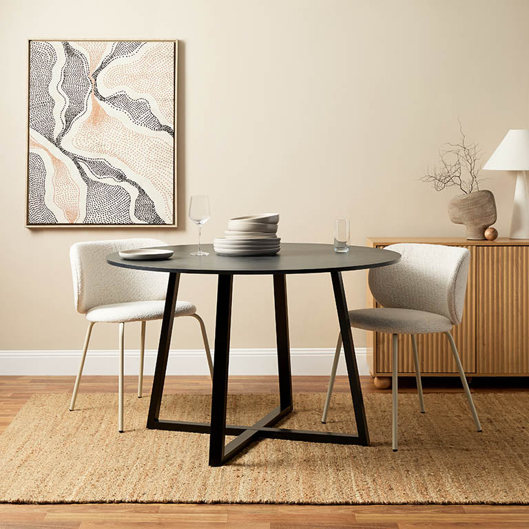 Kyoto Round Four Seater Dining Table - Black - Mocka New Zealand