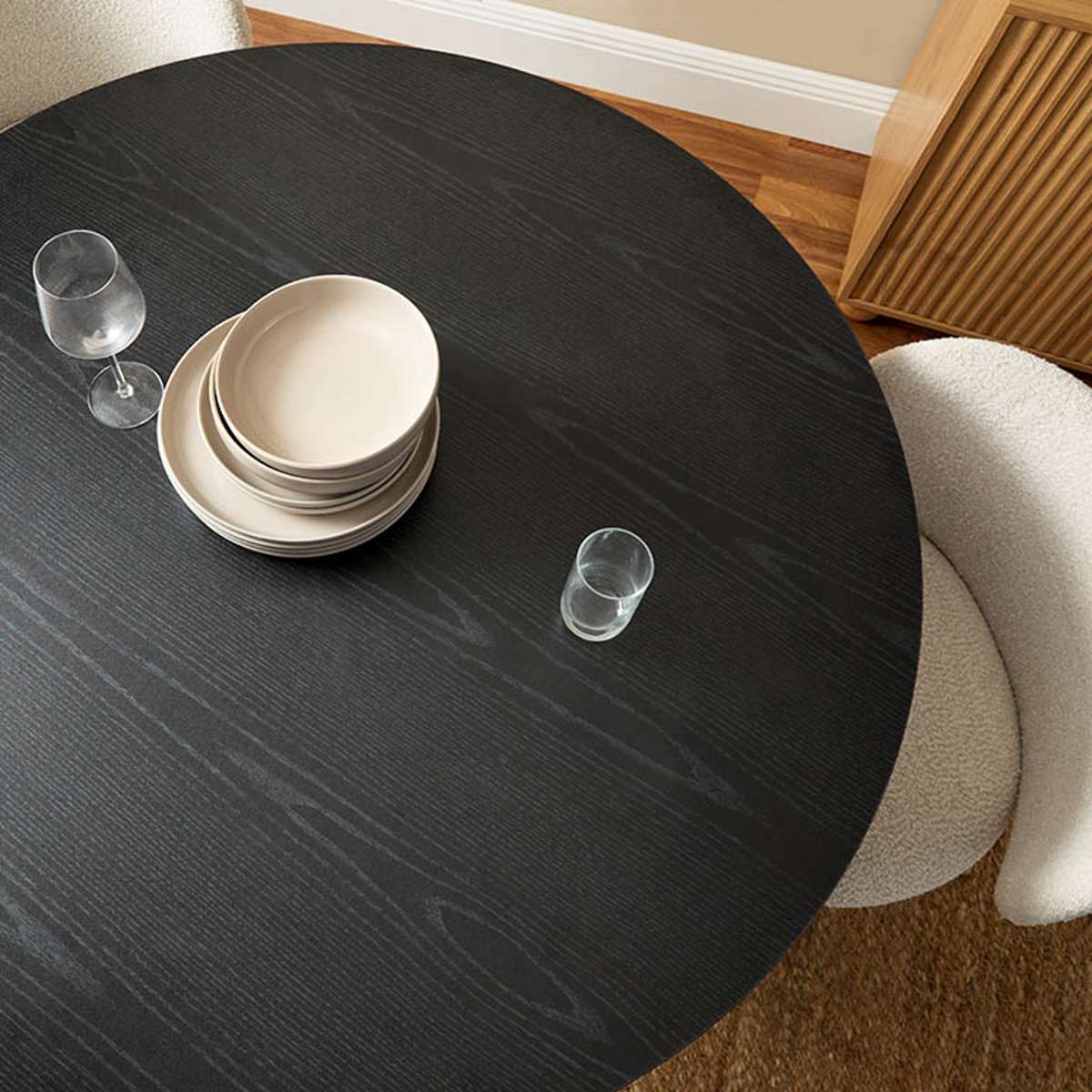 Kyoto Round Four Seater Dining Table - Black - Mocka New Zealand