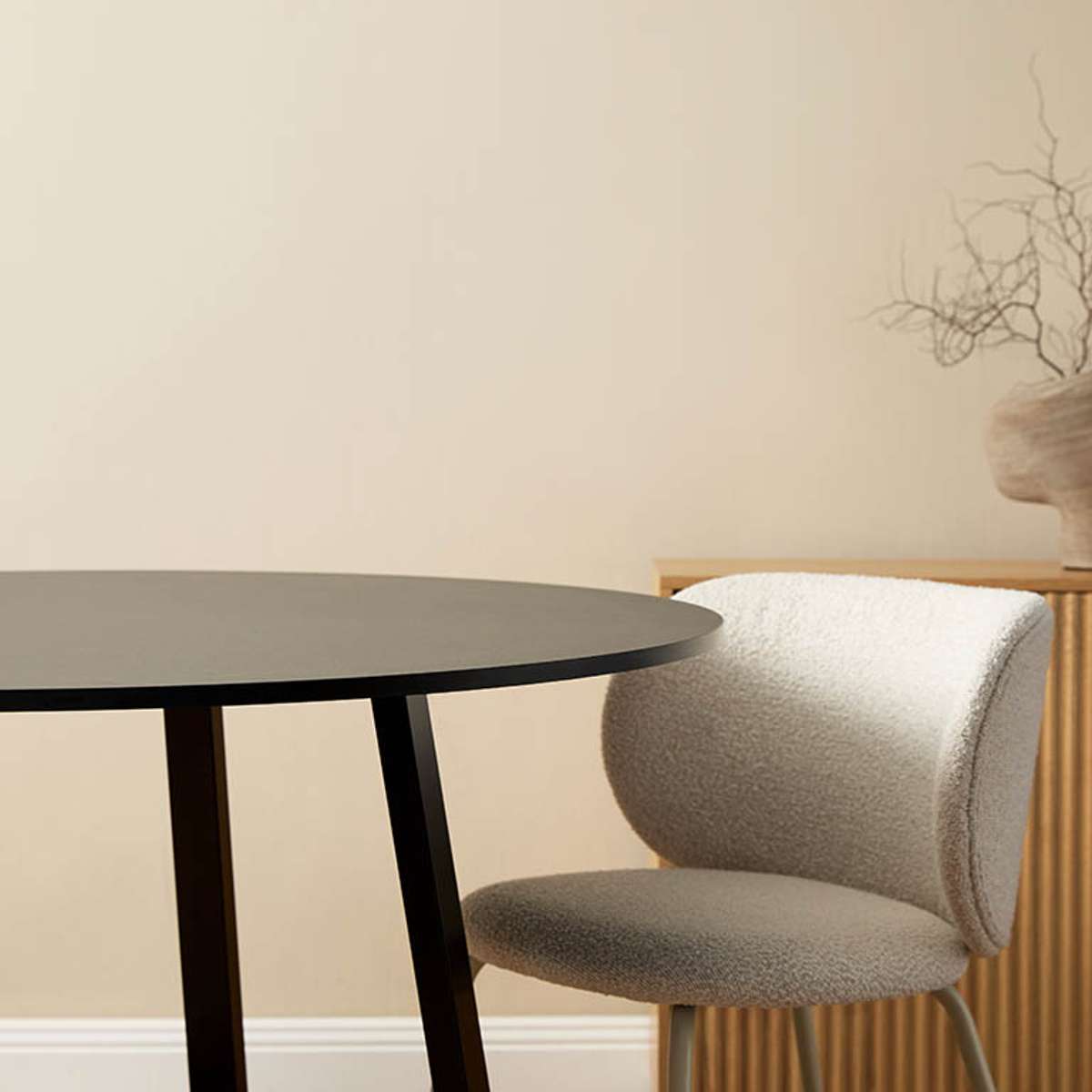 Kyoto Round Four Seater Dining Table - Black - Mocka New Zealand