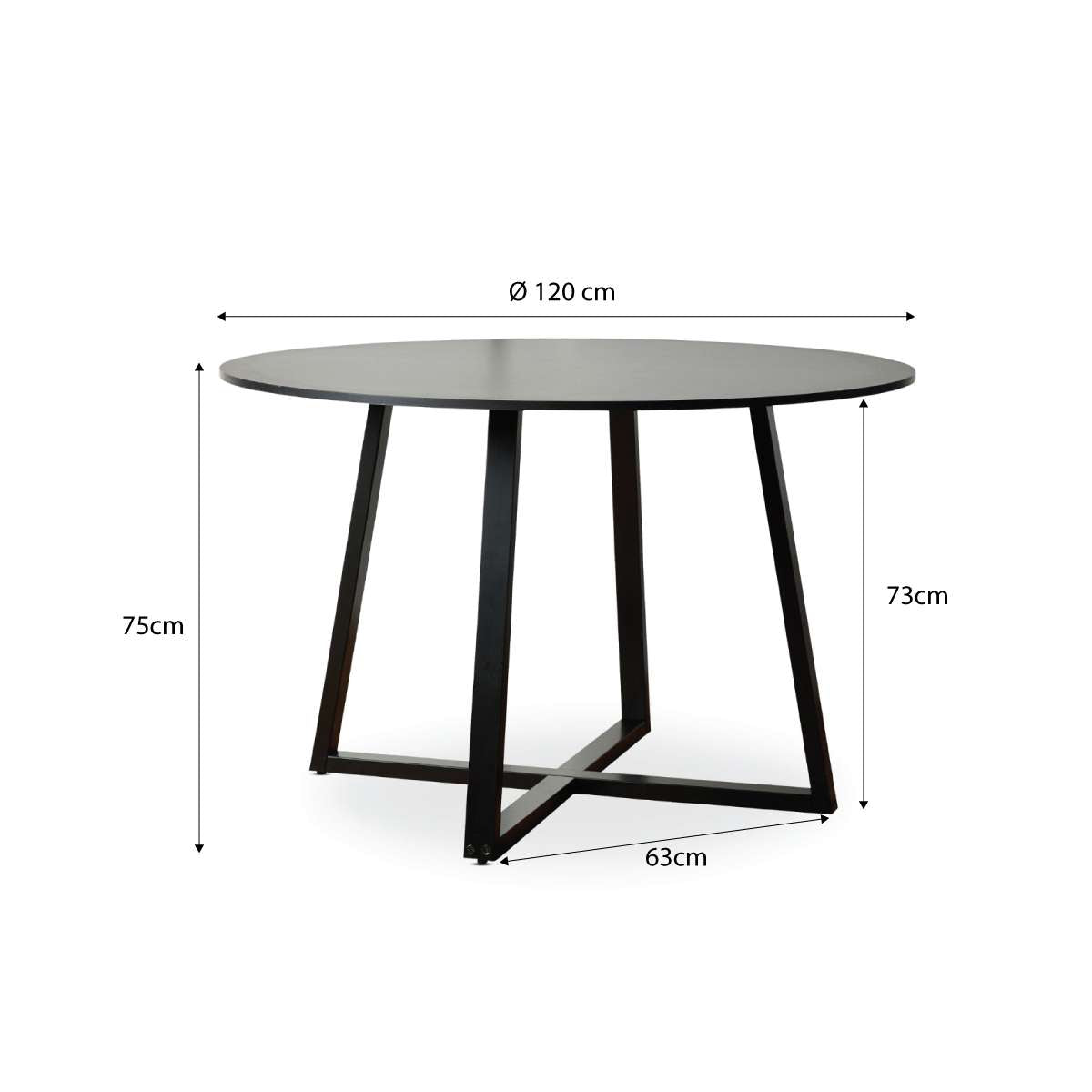 Kyoto Round Four Seater Dining Table - Black - Mocka New Zealand