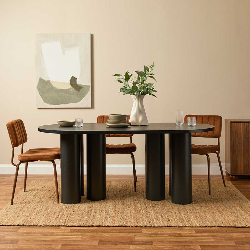 Otis Six Seater Dining Table - Black - Mocka New Zealand