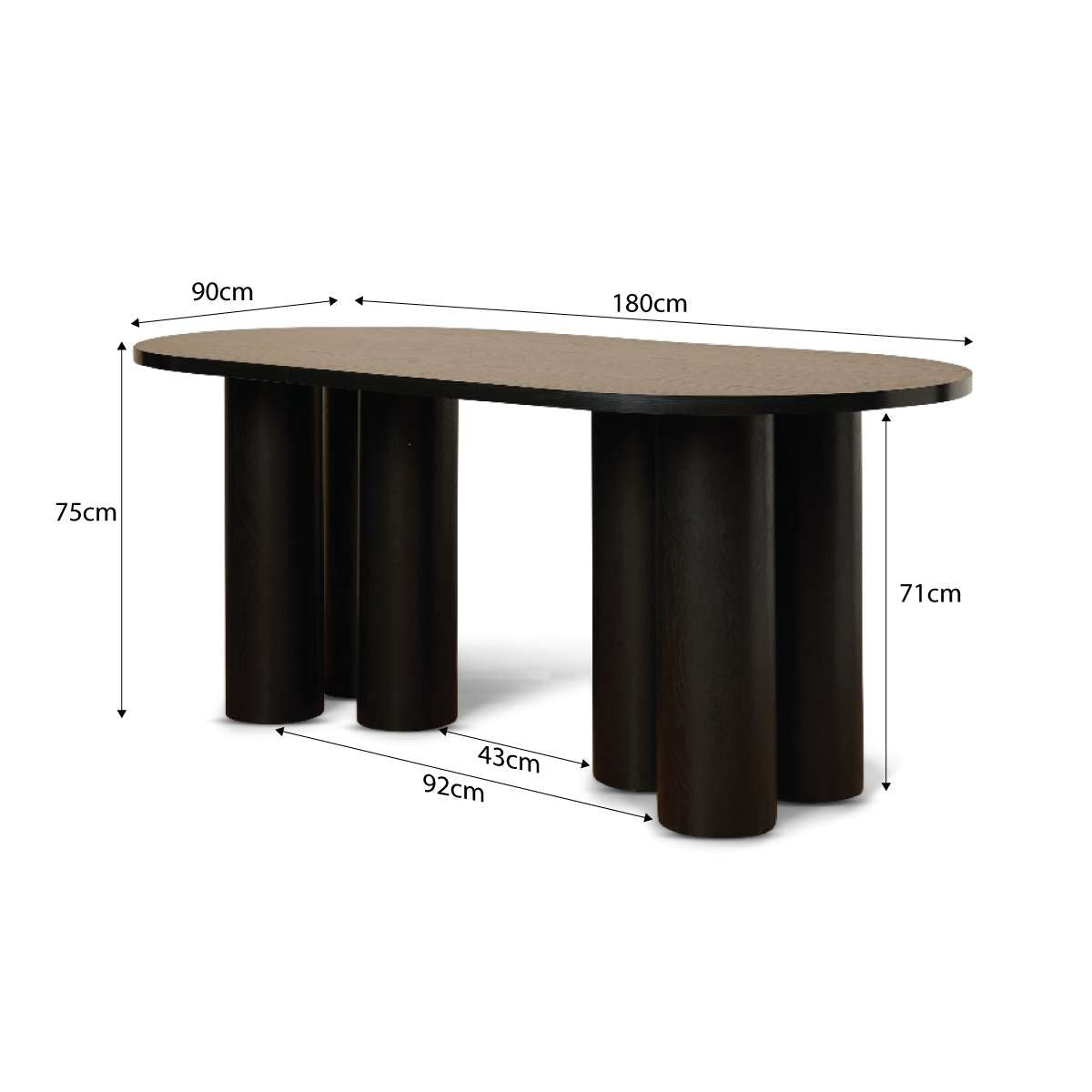 Otis Six Seater Dining Table - Black - Mocka New Zealand