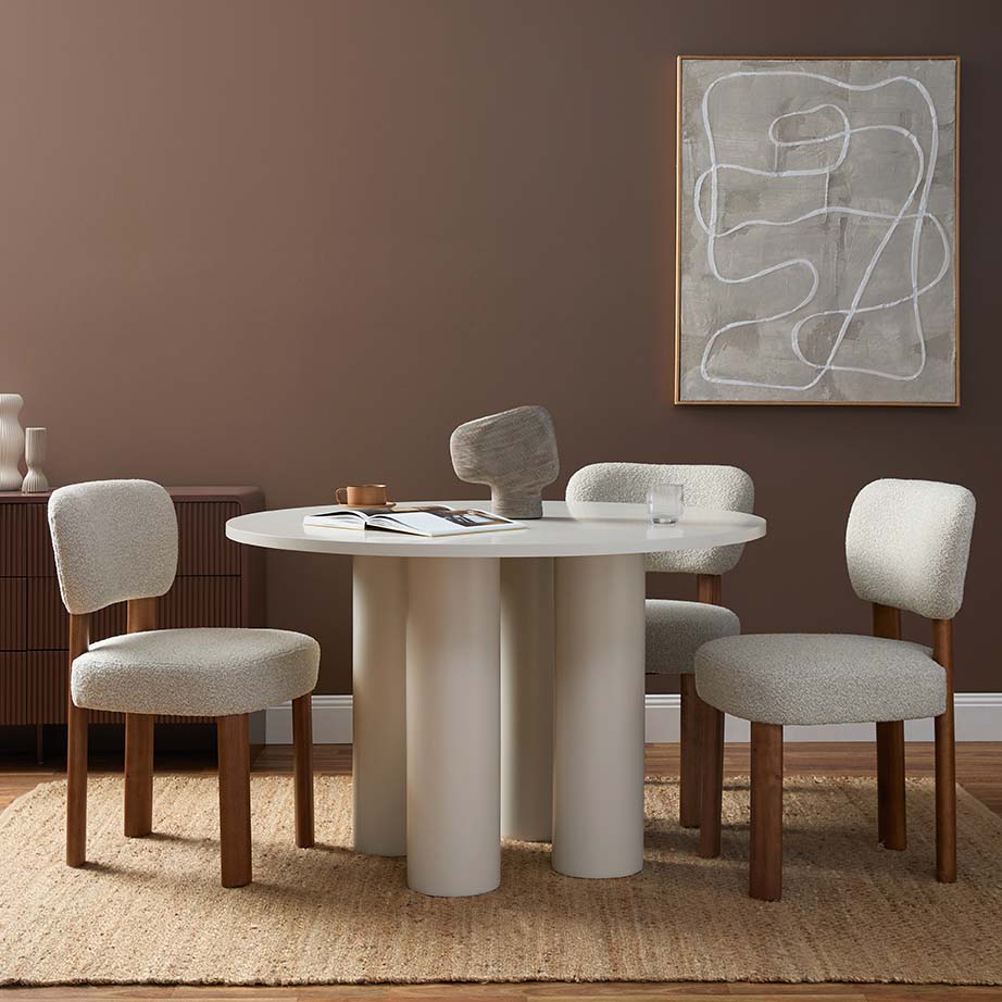 Otis Round Four Seater Dining Table - Beige - Mocka New Zealand